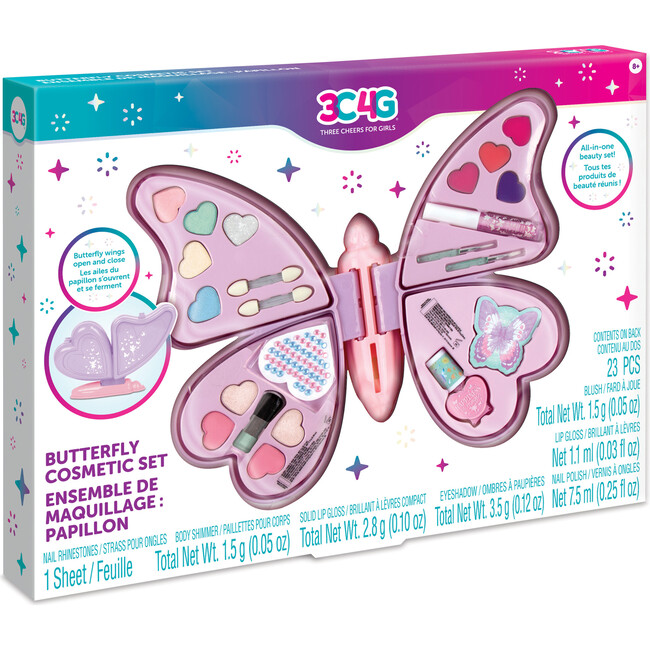 3C4G: Butterfly Cosmetic Set - 23 pcs, Eyes-Lips-Nails, All-In-One Beauty Kit - Arts & Crafts - 3
