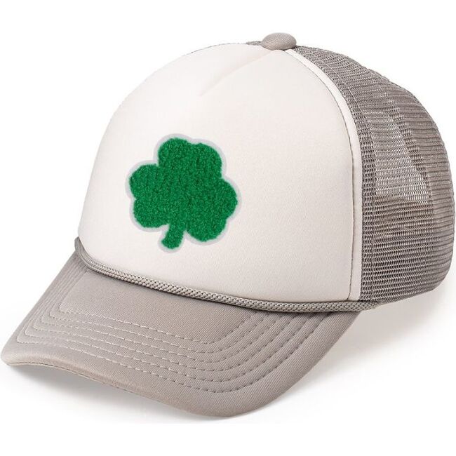 Shamrock Patch St. Patrick's Day Trucker Hat, Grey