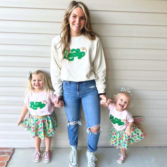 Lucky Rainbow Patch St. Patrick's Day Adult Sweatshirt, Natural - Sweatshirts - 2