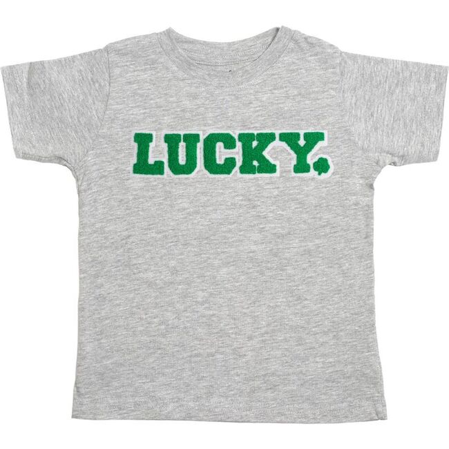 Lucky Boy Patch St. Patrick's Day Short Sleeve T-Shirt, Grey
