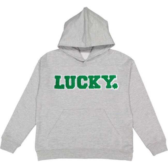 Lucky Boy Patch St. Patrick's Day Youth Hoodie, Grey