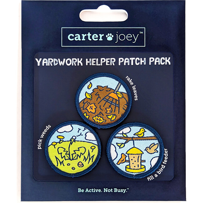 Yardwork Helper Patches - 3 Colorful Embroidered Hook and Loop Patches Reward Patches, Incentive for Kids