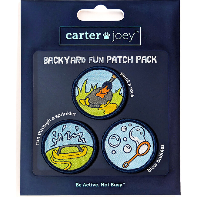Backyard Fun Patches - 3 Colorful Embroidered Hook and Loop Reward Patches, Incentive for Kids