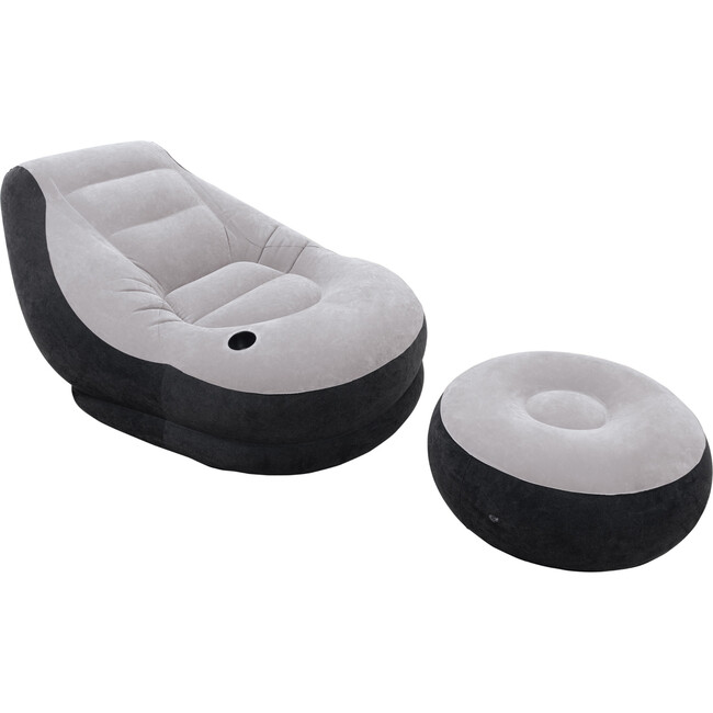 Inflatable Ultra Lounge Chair With Cup Holder And Ottoman
