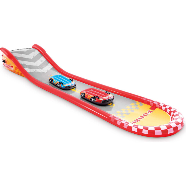 Foot Long Inflatable Racing Fun Water Slide Track with 2 Surf Car