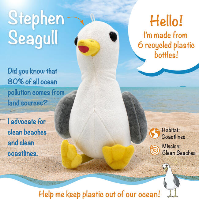 Stephen Seagull 12" Stuffed Plush Toy w/ Authentic Animal Sounds, for Kids Babies & Toddlers - Plush - 2