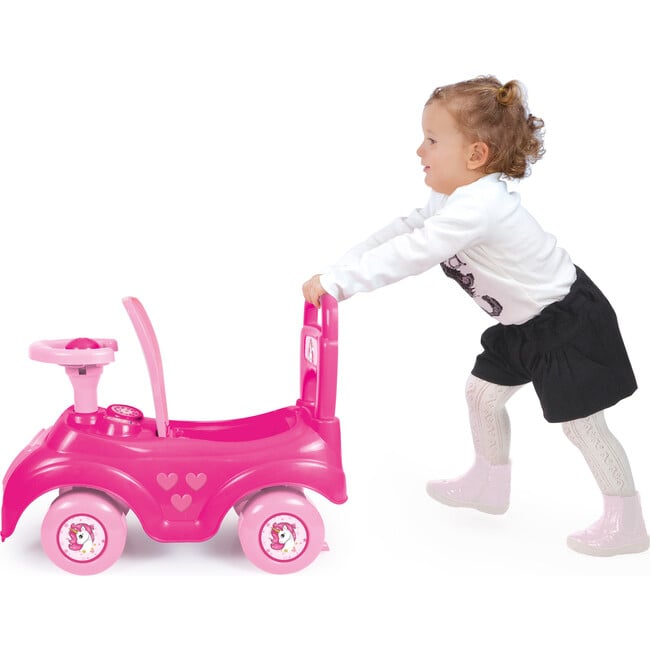 Pink Unicorn Walk & Drive Ride-On w/ Horn - Outdoor Games - 2