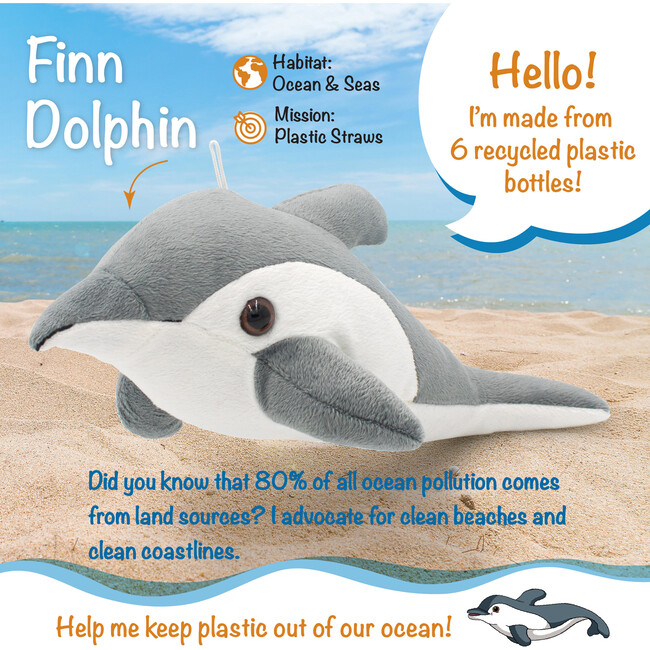 Finn The Dolphin 12" Stuffed Plush Toy w/ Authentic Animal Sounds, for Kids Babies & Toddlers - Plush - 2