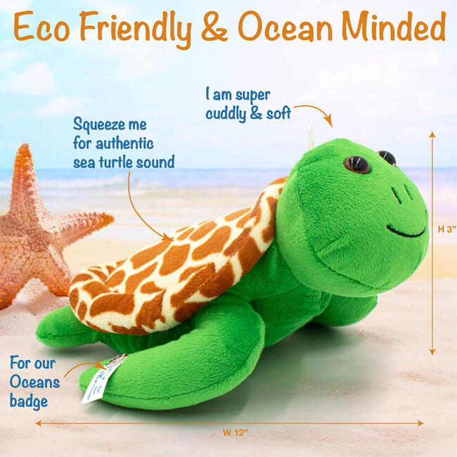 Shelly The Sea Turtle 12" Stuffed Plush Toy w/ Authentic Animal Sounds, for Kids Babies & Toddlers - Plush - 5