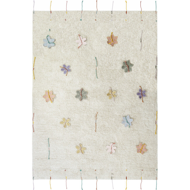 Washable Play Rug Wildflowers 4' x 5' 3", Natural