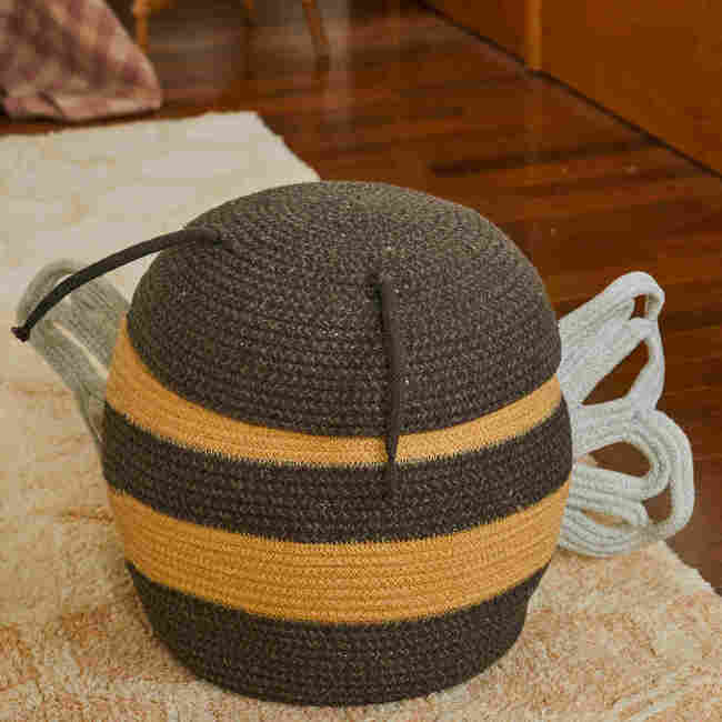 Basket Mama Bee - 1' x 1' 1" cm, Honey & Black - Storage - 2