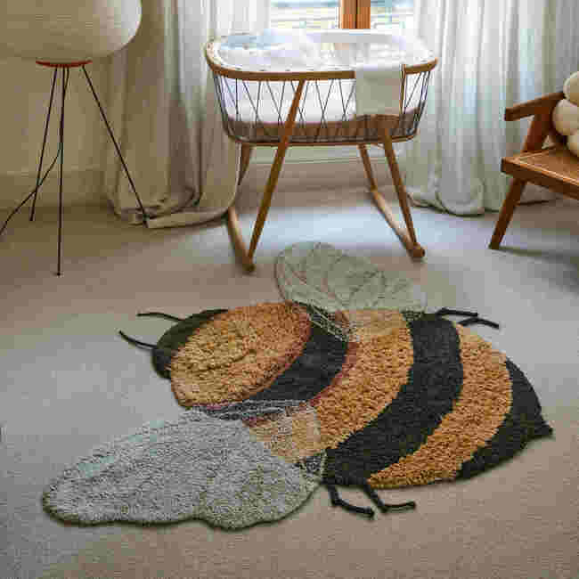 Washable Rug Bee 3' 9" x 5', Dark Honey - Rugs - 2