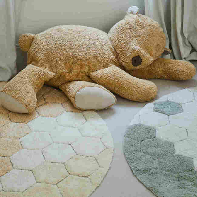 Washable Rug Round Honeycomb - 4' 7", Golden - Rugs - 3