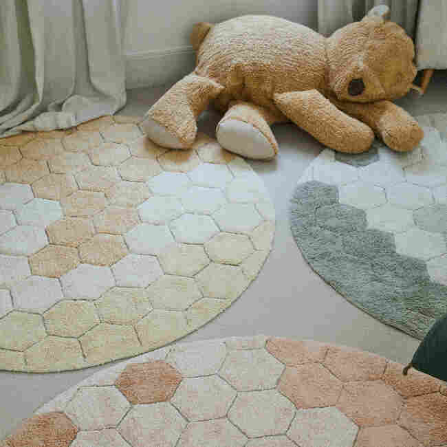 Washable Rug Round Honeycomb - 4' 7", Rose - Rugs - 3