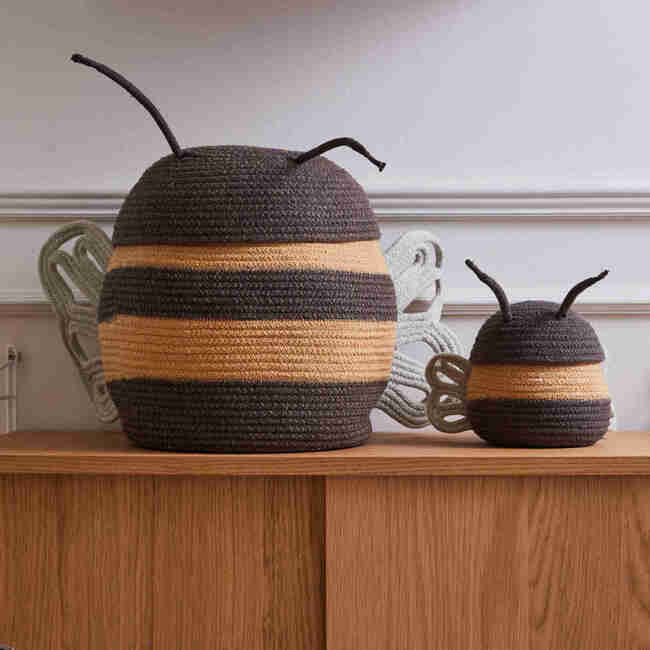 Basket Baby Bee - 6" x 6", Honey & Black - Storage - 5