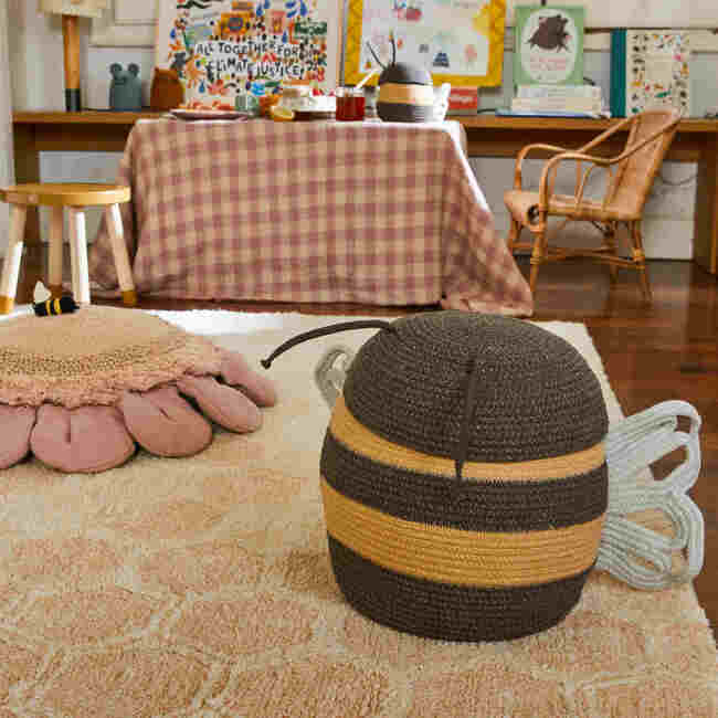 Basket Mama Bee - 1' x 1' 1" cm, Honey & Black - Storage - 5