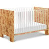 Altair Burl Wood Crib, Clear Acrylic - Cribs - 1 - thumbnail