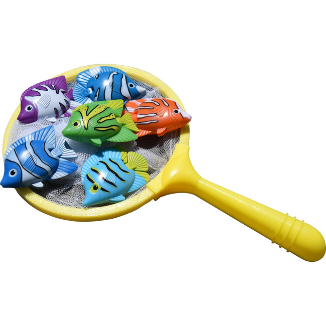Fish Catch Game-Net with handle and 6 brightly Colorful Fish