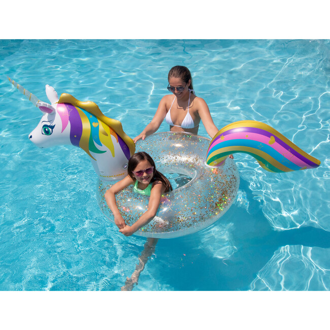 3' x 2'2" Inflatable LED Unicorn Glitter Ring Float - Pool Floats - 2