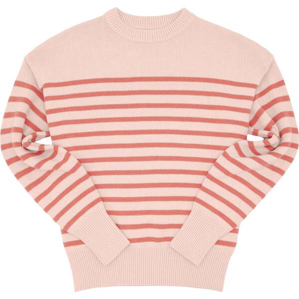 STRIPED KNIT SWEATER DRESS - PINK/RED