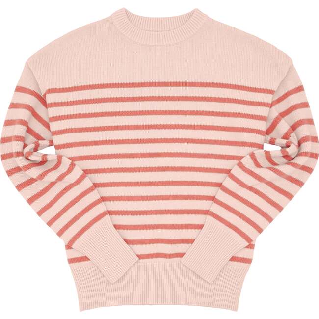 Women's Knit Sweater, Pink And Dusty Red Stripe