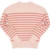 Women's Knit Sweater, Pink And Dusty Red Stripe - Sweaters - 1 - thumbnail