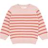 Knit Sweater, Pink and Dusty Red Stripe - Sweaters - 1 - thumbnail