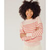 Women's Knit Sweater, Pink And Dusty Red Stripe - Sweaters - 2