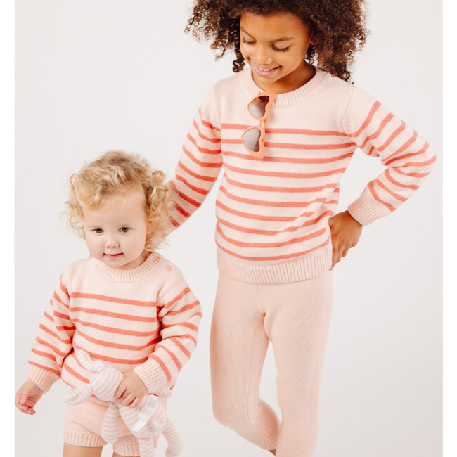 Knit Sweater, Pink and Dusty Red Stripe - Sweaters - 3