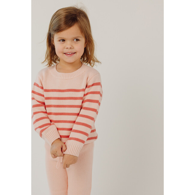 Knit Sweater, Pink and Dusty Red Stripe - Sweaters - 7
