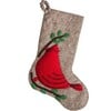 Christmas Stocking in Hand Felted Wool, Cardinal on Gray - Stockings - 2