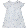 Emma Girl Dress, White Flowery Blue - Dresses - 1 - thumbnail