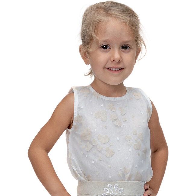 Fleur Blouse Doubled, Beige Hearts - Blouses - 2
