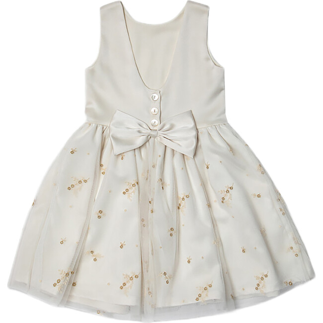 Enora Girl Dress, Pearl White Gold - Dresses - 3