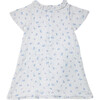 Emma Girl Dress, White Flowery Blue - Dresses - 3