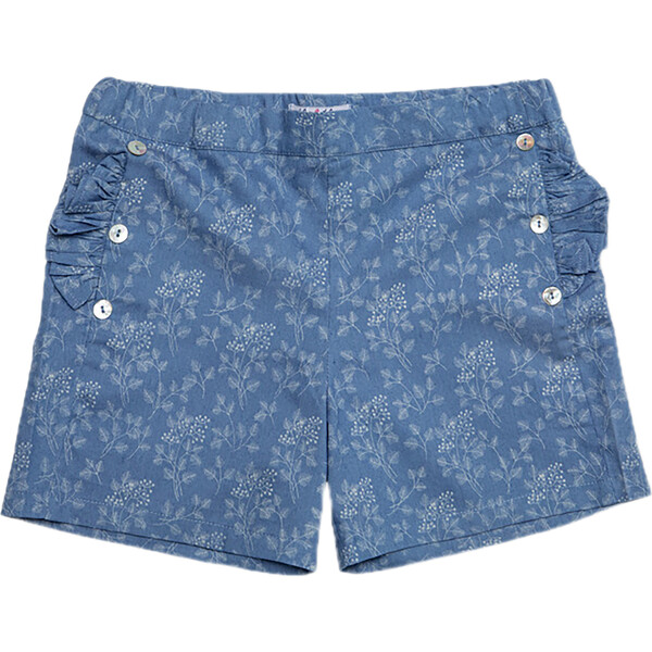 Dia Girl Shorts, Denim White Flower - Jules & Juliette Paris Shorts ...