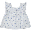 Daffy Baby Blouse, White Flowery Blue - Blouses - 1 - thumbnail
