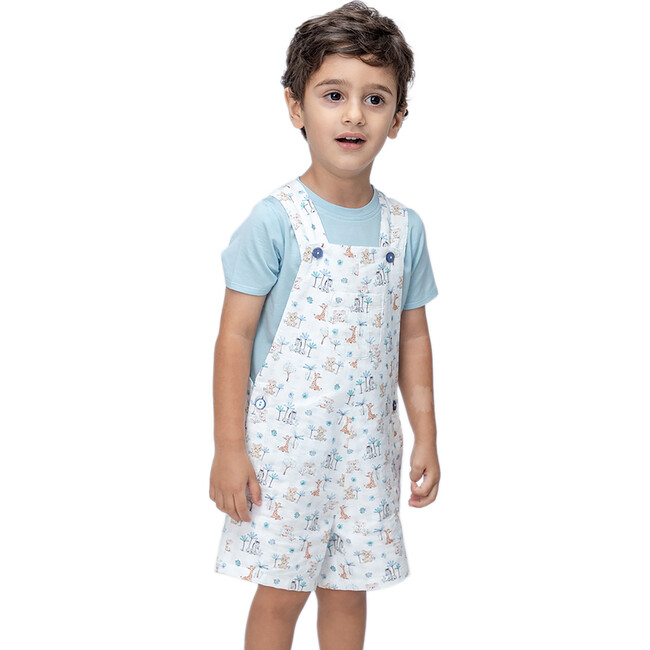 Daniel Baby Dungaree, White Jungle Print - Overalls - 2
