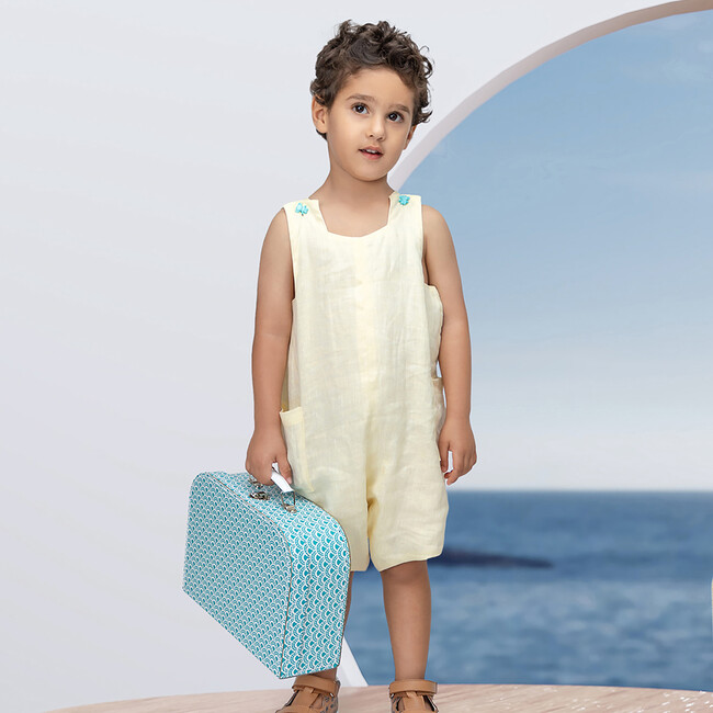 Damien Baby Dungaree, Pastel Yellow - Overalls - 2