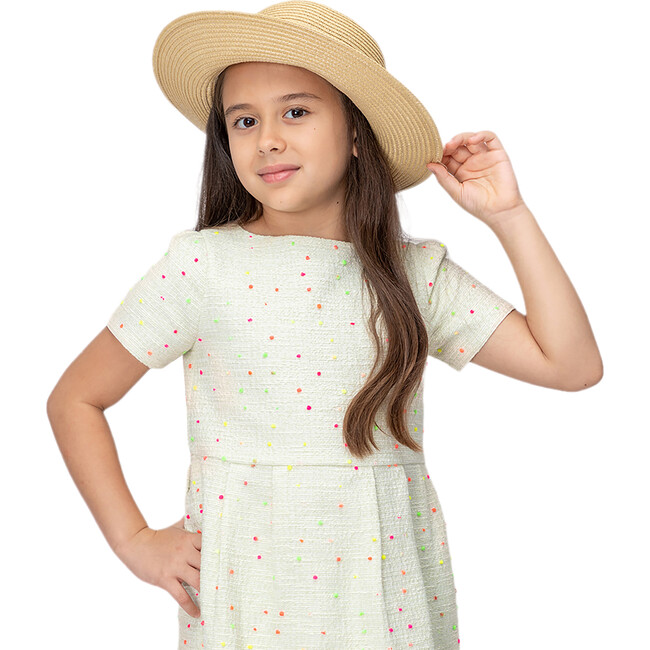 Cendy Girl Dress Tweed, Pistachio Plumetti Fluo - Dresses - 2