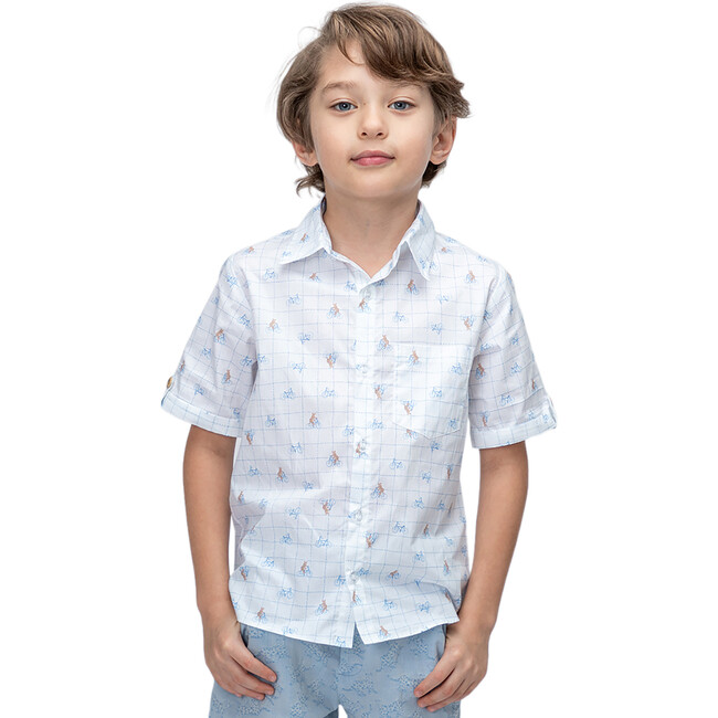 Batiste Boy Shirt, White Sky Blue Bike - Shirts - 2