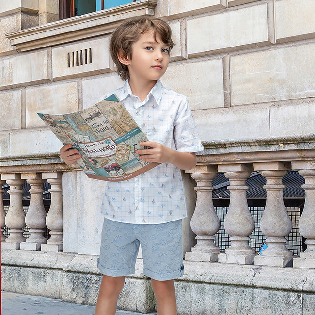 Batiste Boy Shirt, White Sky Blue Bike - Shirts - 3