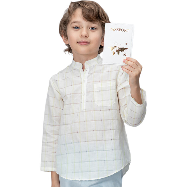 Azad Boy Shirt LS Linen, White Fluo - Shirts - 3
