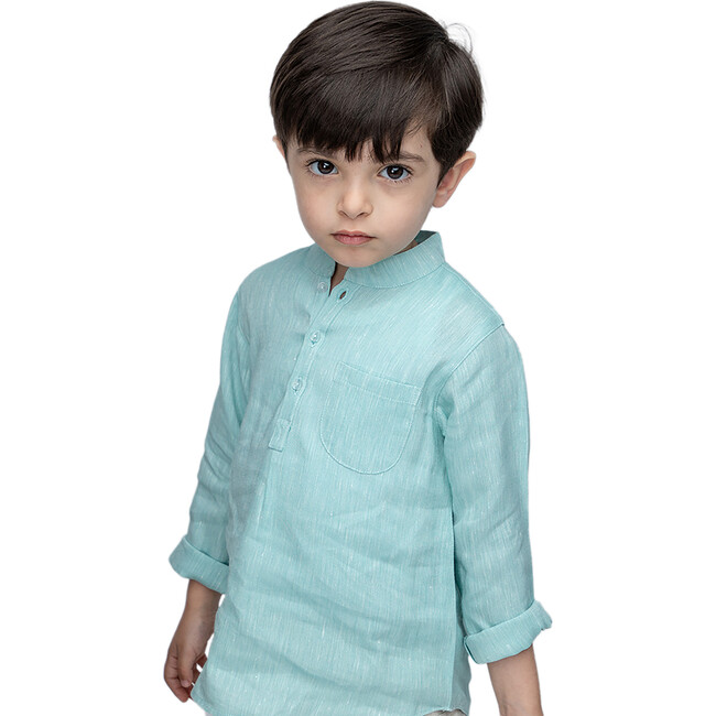 Azad Boy Shirt LS Linen, Mint - Shirts - 3