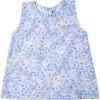 Fleur Blouse Print, Blue Yellow - Blouses - 1 - thumbnail