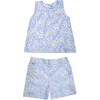 Fleur Blouse Print, Blue Yellow - Blouses - 3