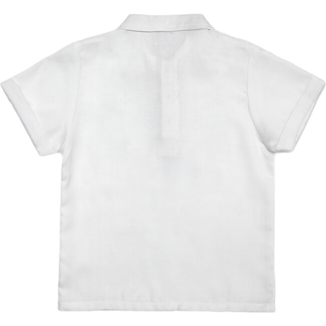 Brandan Boy Polo Rolled Sleeves, White Blue Buttons - Polo Shirts - 2