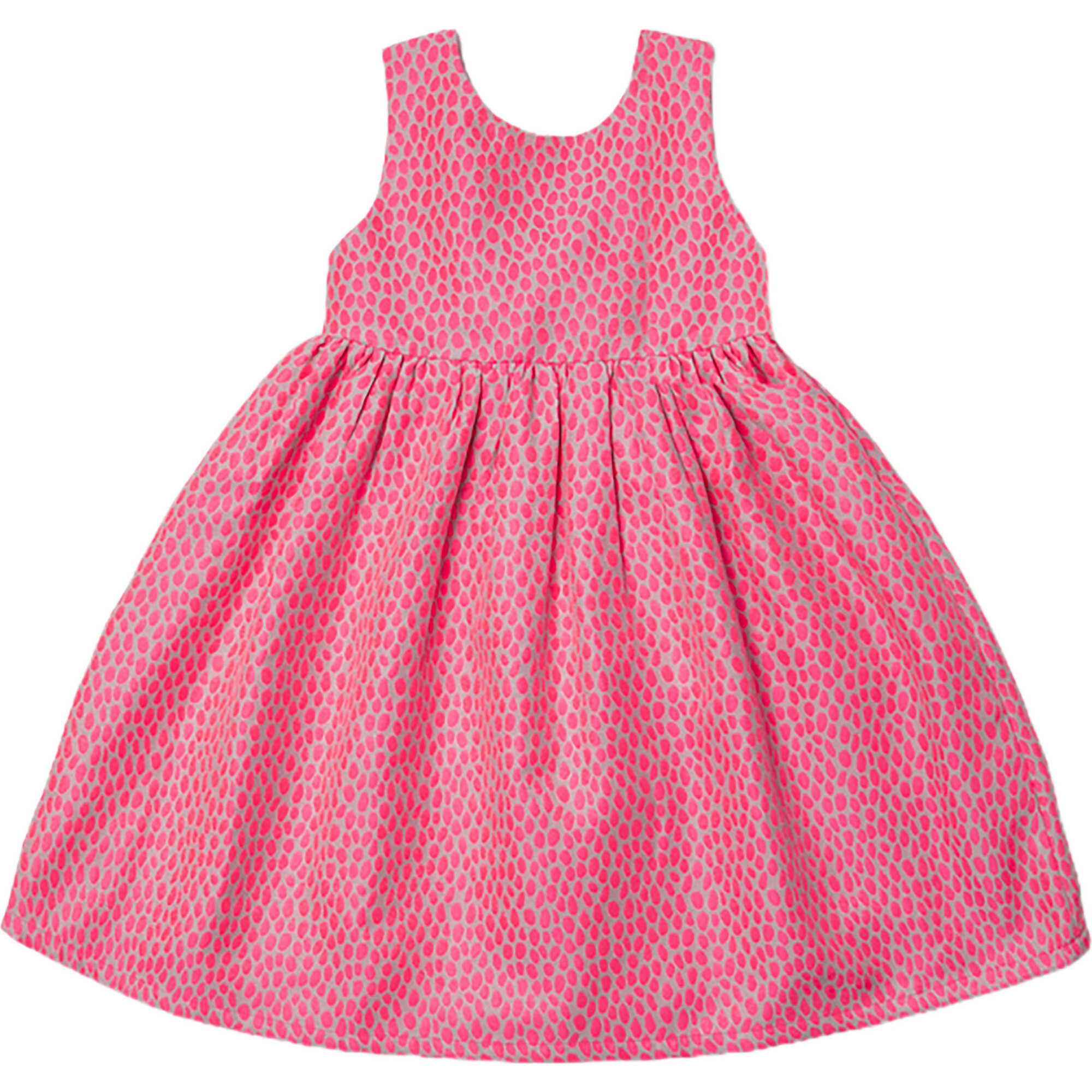 Bella Girl Dress, Pink Fluo - Dresses - 1
