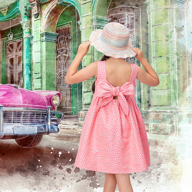 Bella Girl Dress, Pink Fluo - Dresses - 2