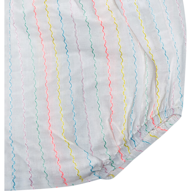 Alana Baby Girl Bloomer, White Fluo Stripes - Bloomers - 2